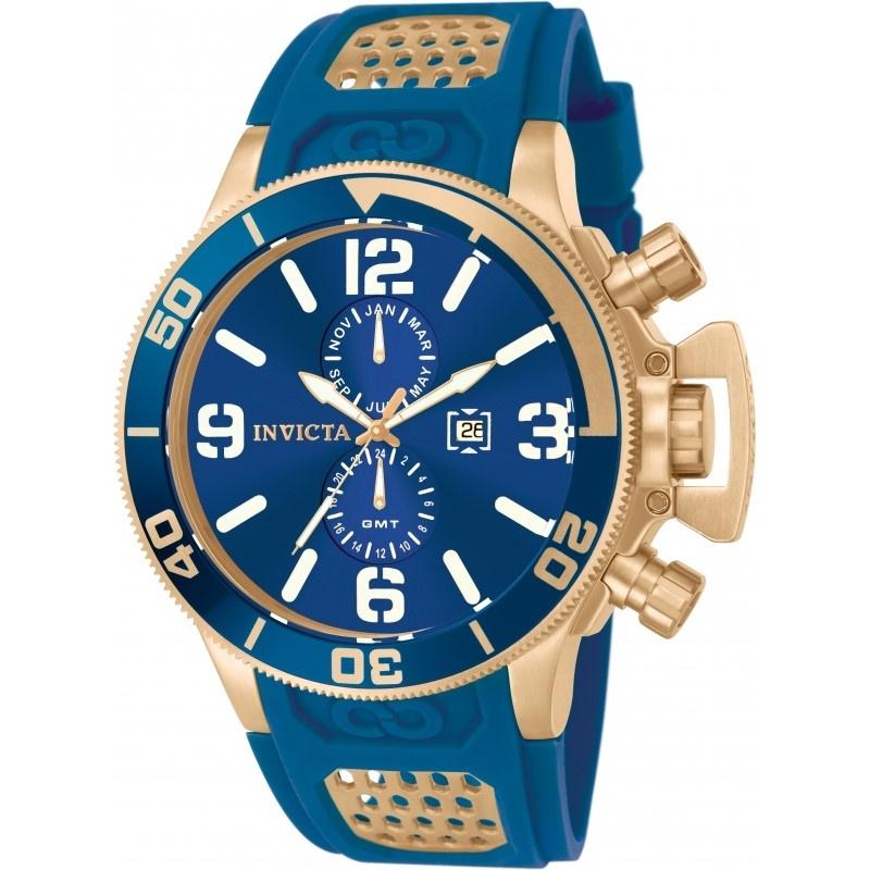 Invicta Men&#39;s 10505 Corduba Multi-Function Blue and Rose-tone Polyurethane and Stainless Steel Watch