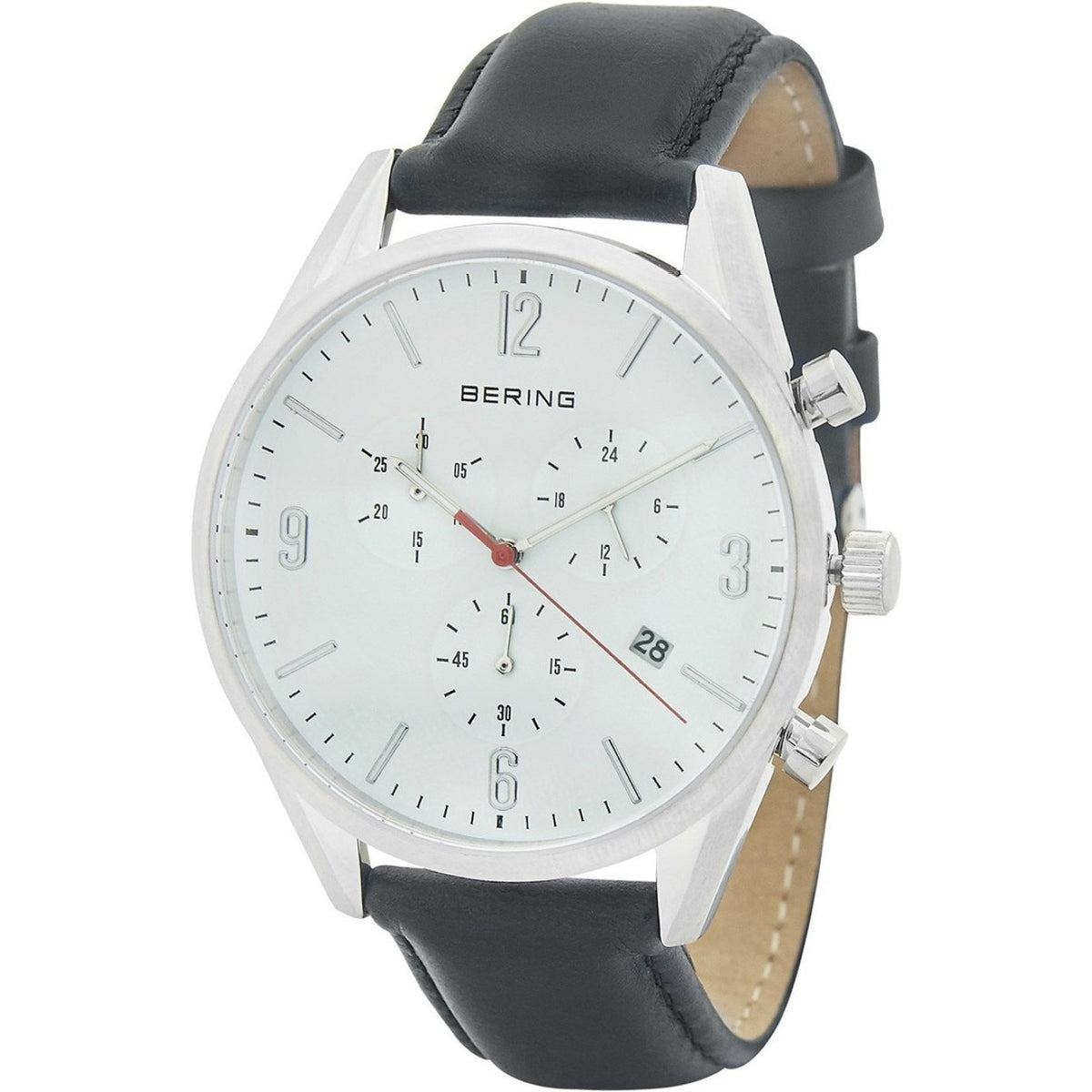 Bering Men&#39;s 10542-404 Classic Chronograph Black Leather Watch