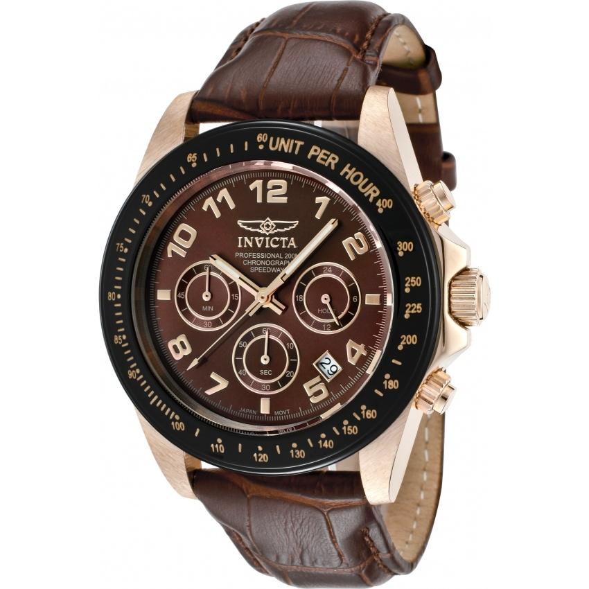 Invicta Men&#39;s 10712 Speedway Chronograph Brown Leather Watch