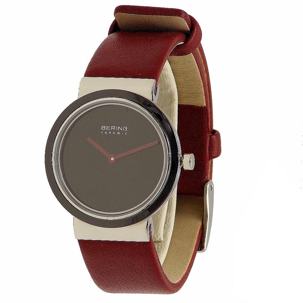 Bering Women&#39;s 10729-642 Ceramic Red Leather Watch