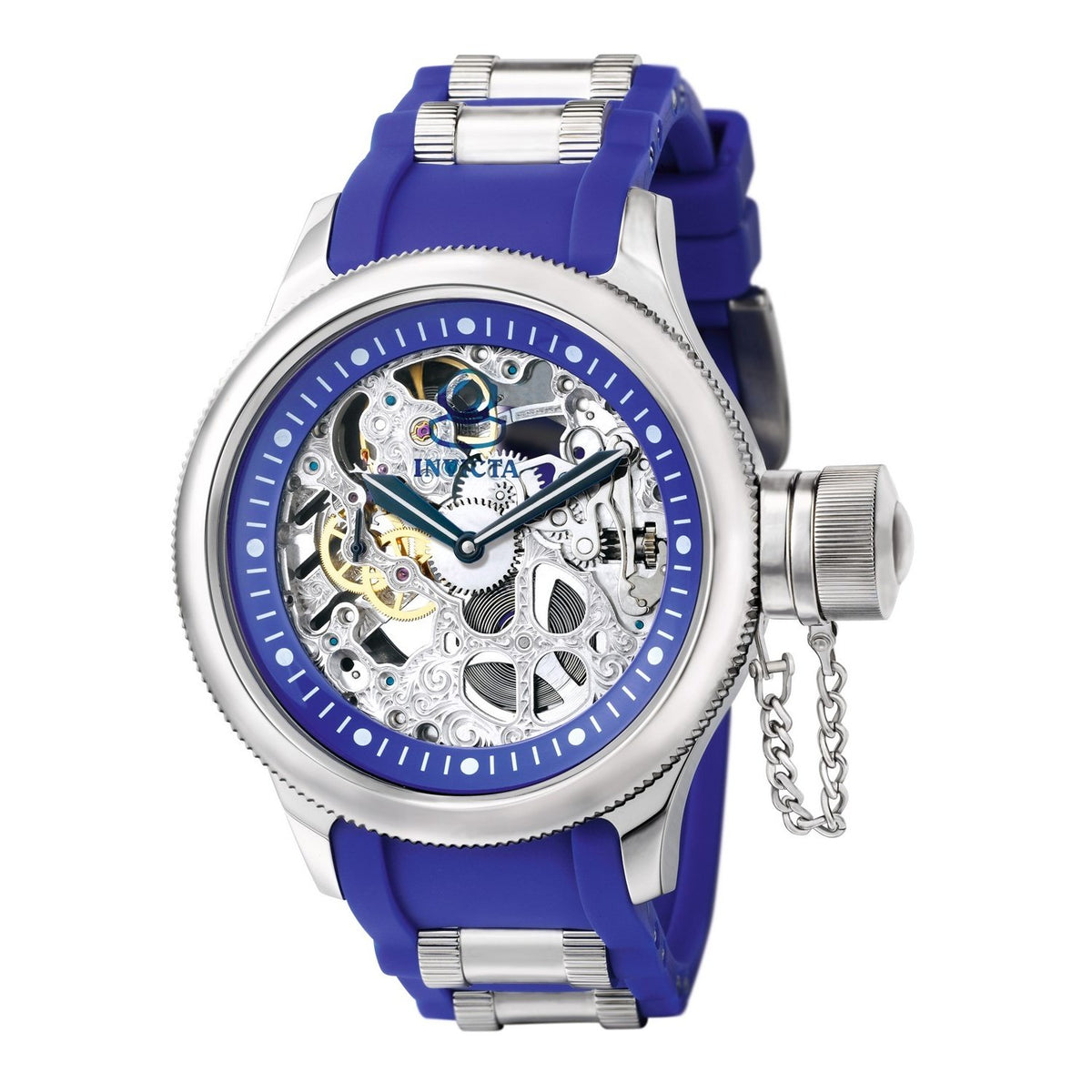 Invicta Men's 1089 Russian Diver Blue and Rose-Tone Polyurethane Watch