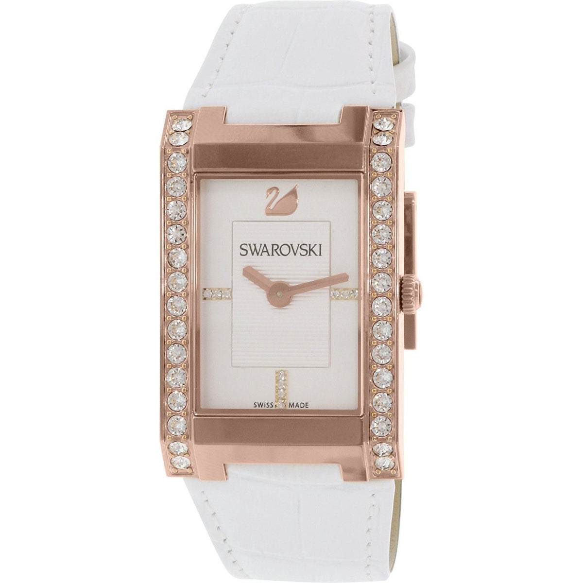 Swarovski Women&#39;s 1094370 Citra Square Crystal White Leather Watch