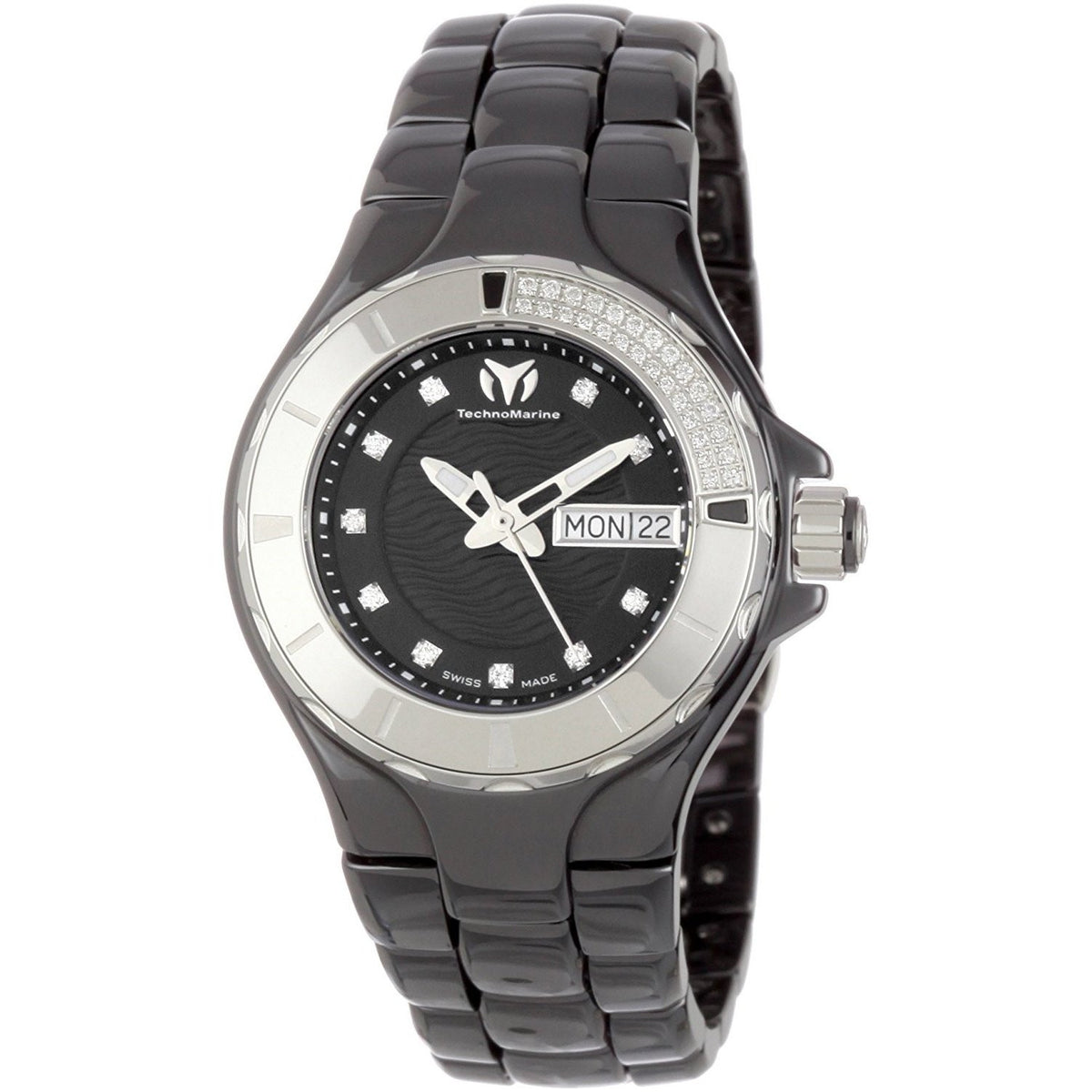 TechnoMarine Women&#39;s 110027C Cruise Diamond Black Ceramic Watch