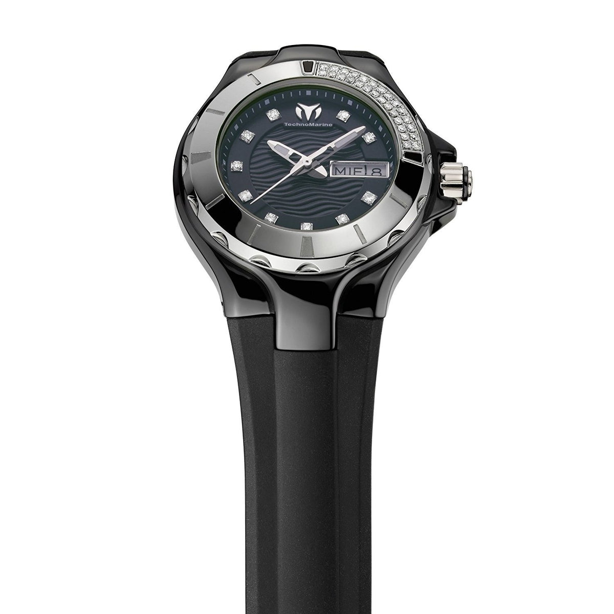 TechnoMarine Women&#39;s 110027 Cruise Diamond Black Rubber Watch