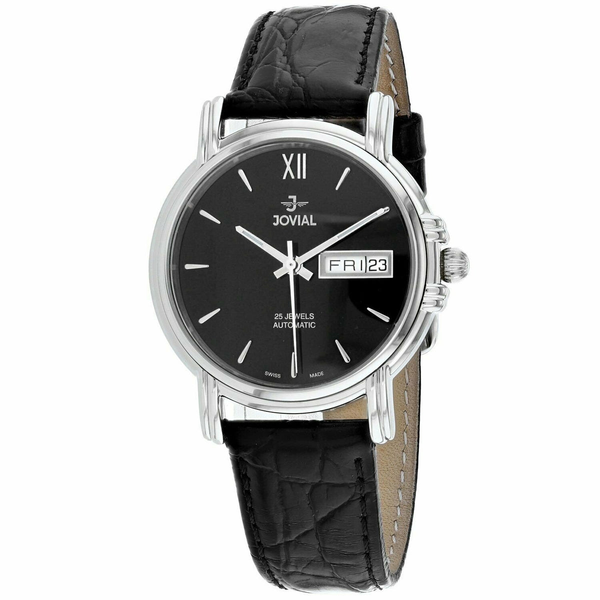 Jovial Women's 11003-GSLA-04 Classic Black Leather Watch