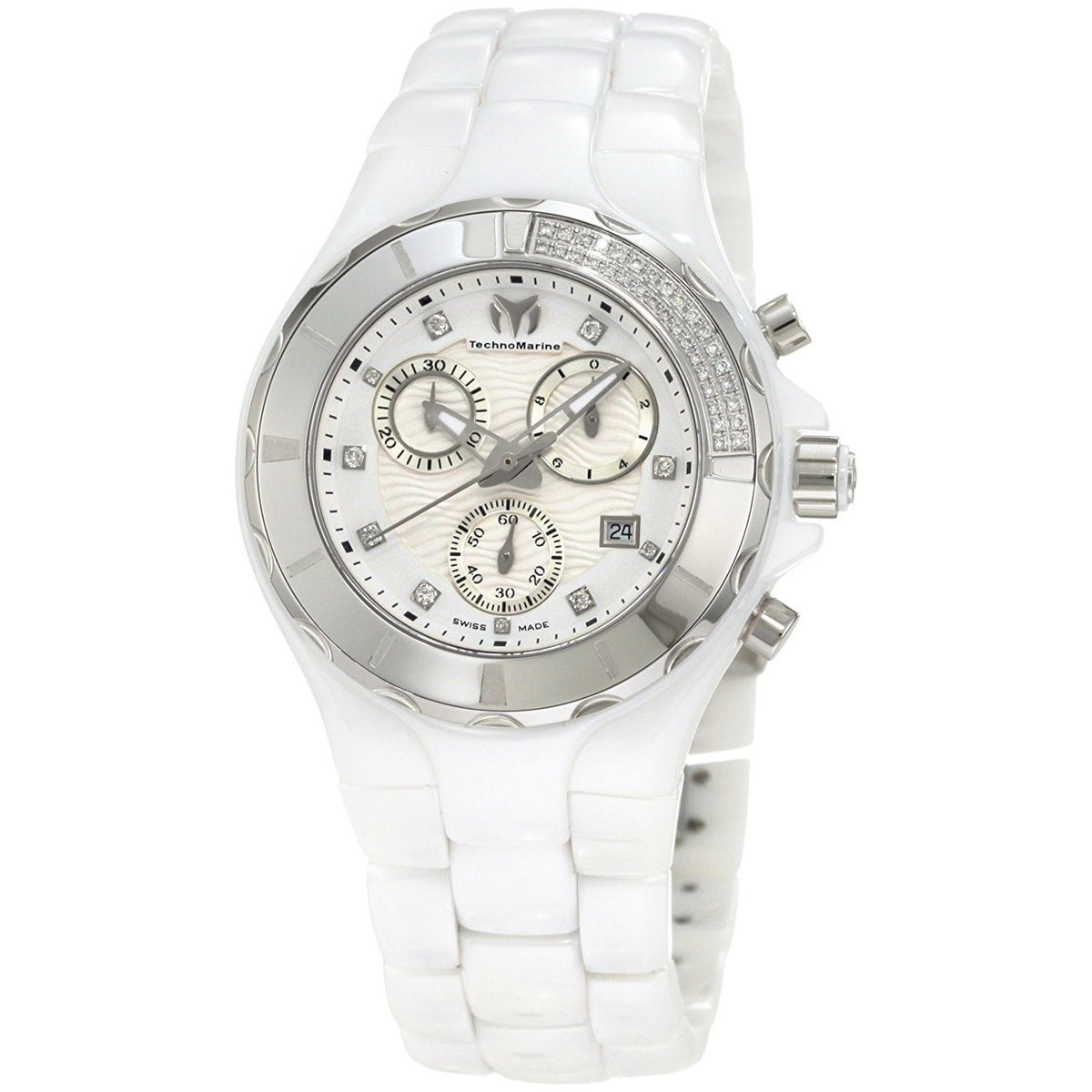 TechnoMarine Women&#39;s 110031C Cruise Chronograph Diamond White Ceramic Watch