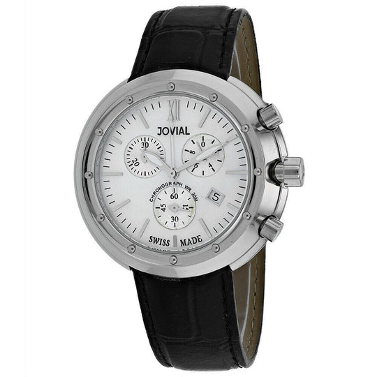 Jovial Men's 11078-MSLC-20 Jovial Chronograph Black Leather Watch
