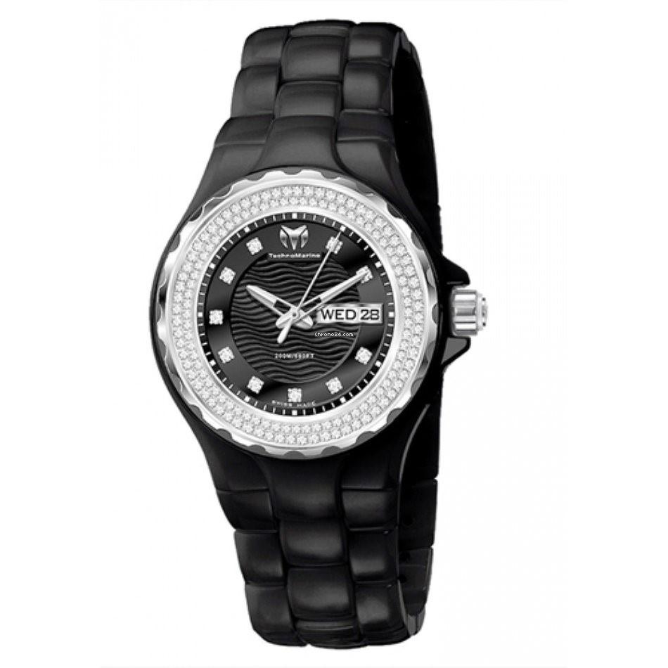 TechnoMarine Women&#39;s 111054 Cruise Diamond Black Ceramic Watch