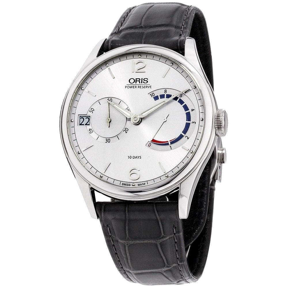 Oris Men&#39;s 11177004061LSGRY Artelier Grey Leather Watch