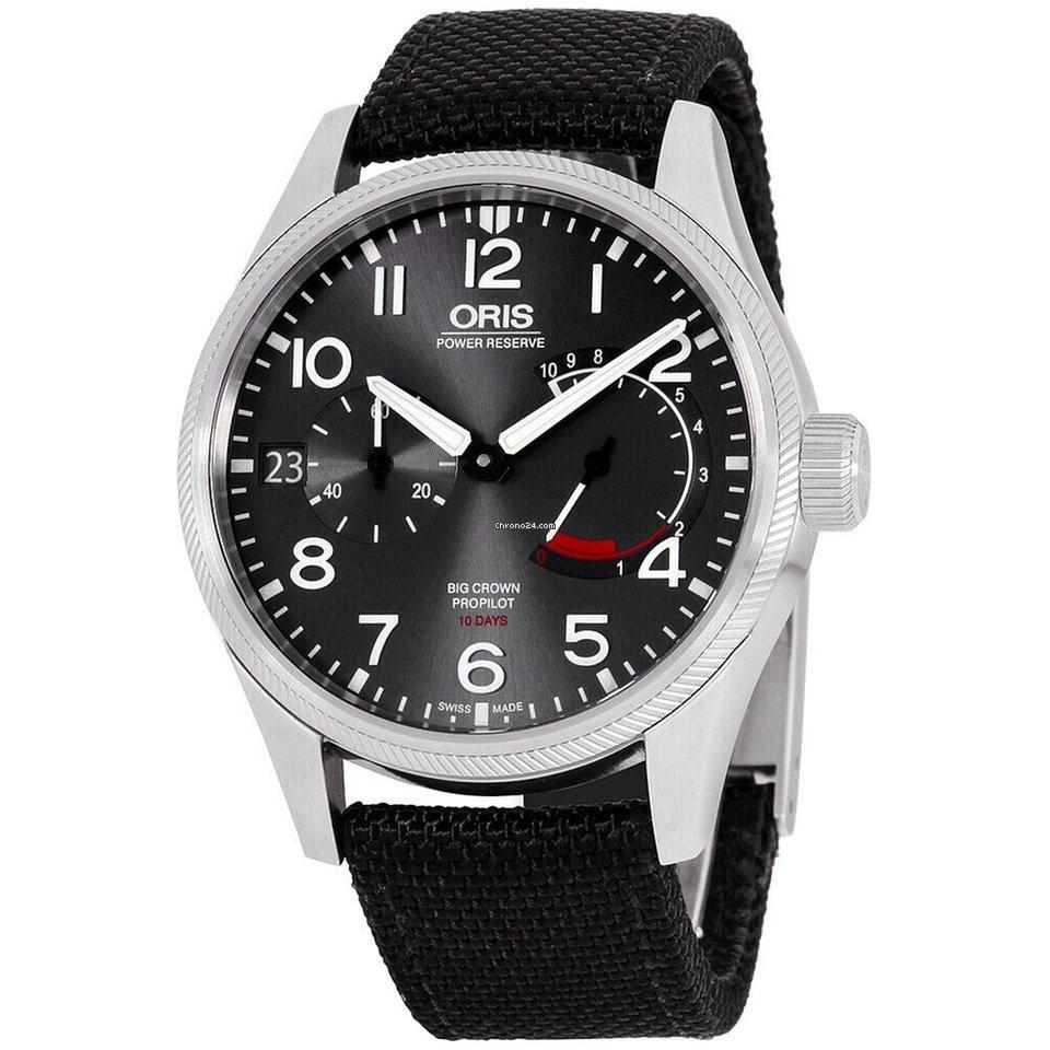 Oris Men&#39;s 11177114163TSBLK Big Crown Pro Pilot Black Canvas Watch