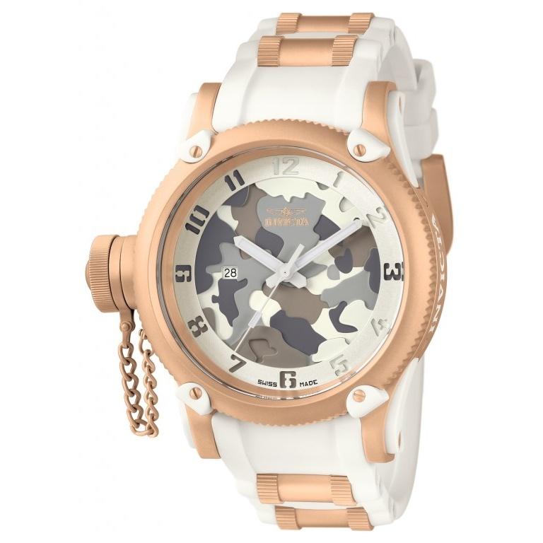Invicta Men's 11340 Russian Diver White and RG Ins Polyurethane and Stainless Steel Watch