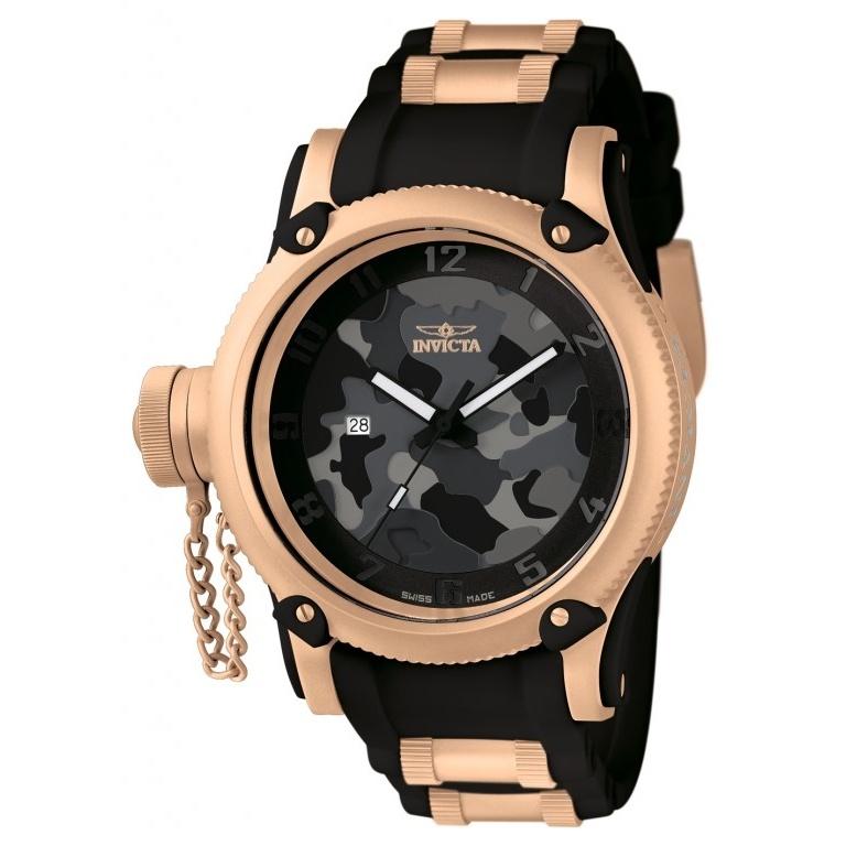 Invicta Men's 11341 Russian Diver Black and Rose-Tone Polyurethane and Stainless Steel Watch