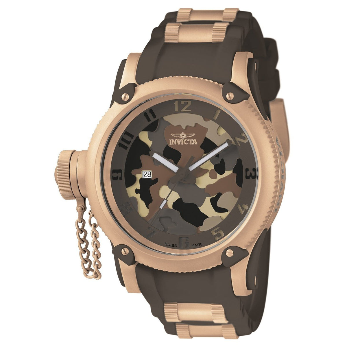 Invicta Men's 11342 Russian Diver Brown and Rose-Tone Polyurethane and Stainless Steel Watch