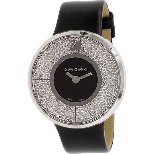 Swarovski Women's 1135988 Crystalline Crystal Black Leather Watch