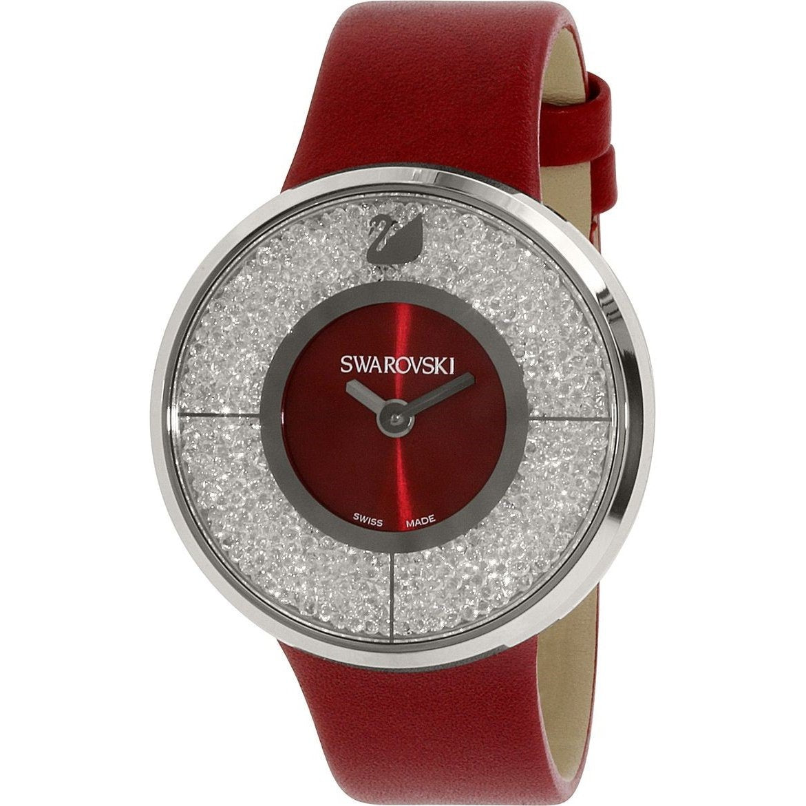 Swarovski Women&#39;s 1144170 Crystalline Crystal Red Leather Watch