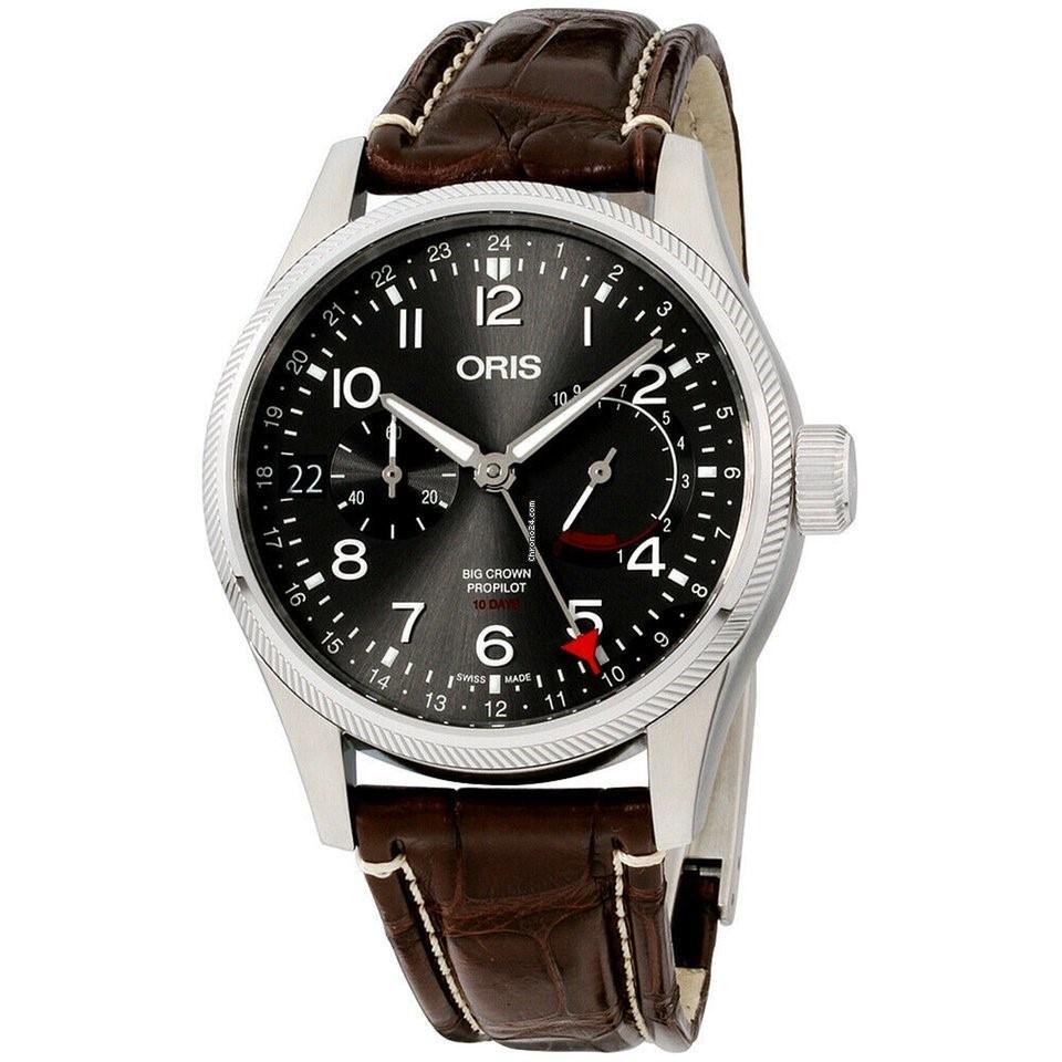 Oris Men&#39;s 11477464063LSBRN Big Crown ProPilot Brown Leather Watch