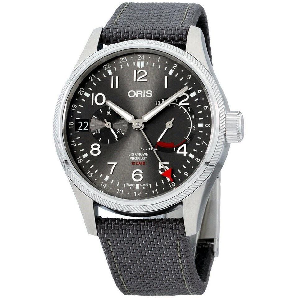 Oris Men&#39;s 11477464063TSGRY Big Crown ProPilot Grey Canvas Watch