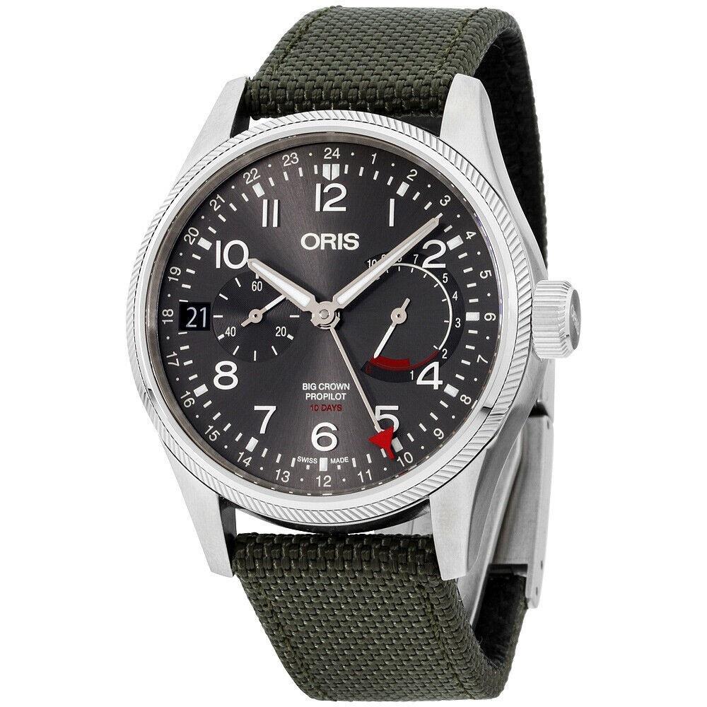 Oris Men&#39;s 11477464063TS Big Crown ProPilot Green Canvas Watch