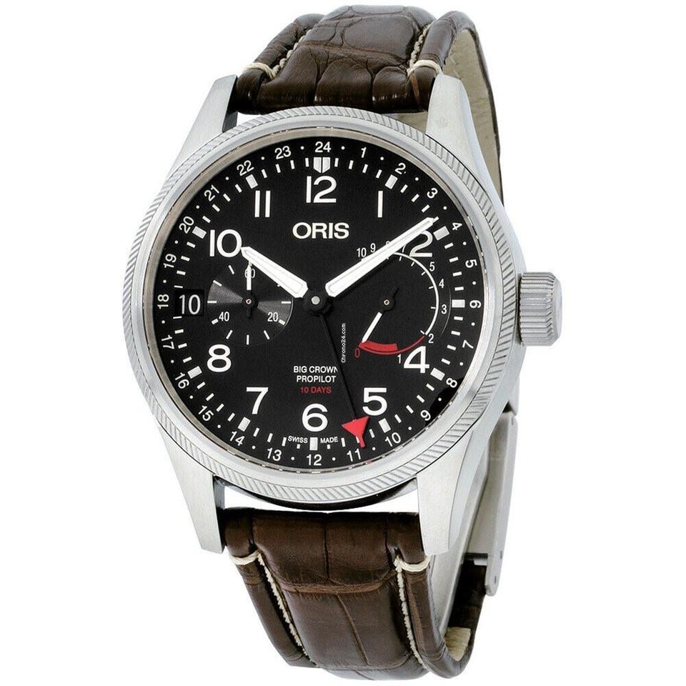 Oris Men&#39;s 11477464164LSBRN Big Crown ProPilot Brown Leather Watch