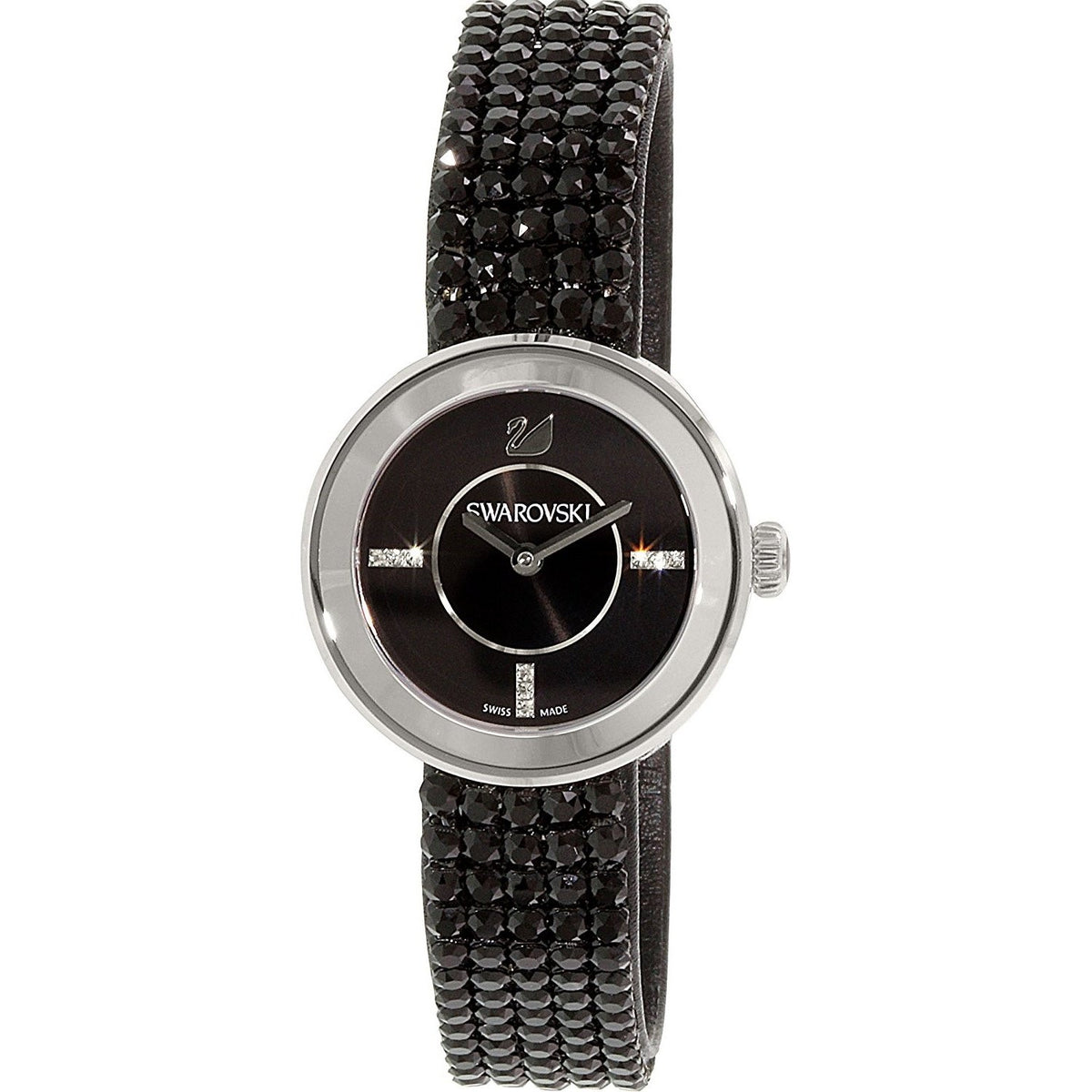 Swarovski Women&#39;s 1183491 Piazza Mini Crystal Black Stainless Steel Watch