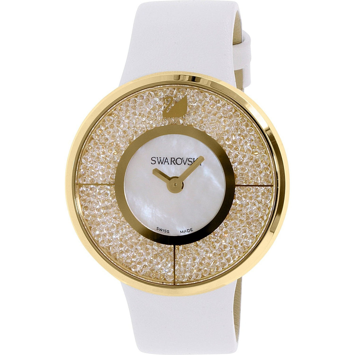 Swarovski Women&#39;s 1184025 Crystalline Crystal White Leather Watch