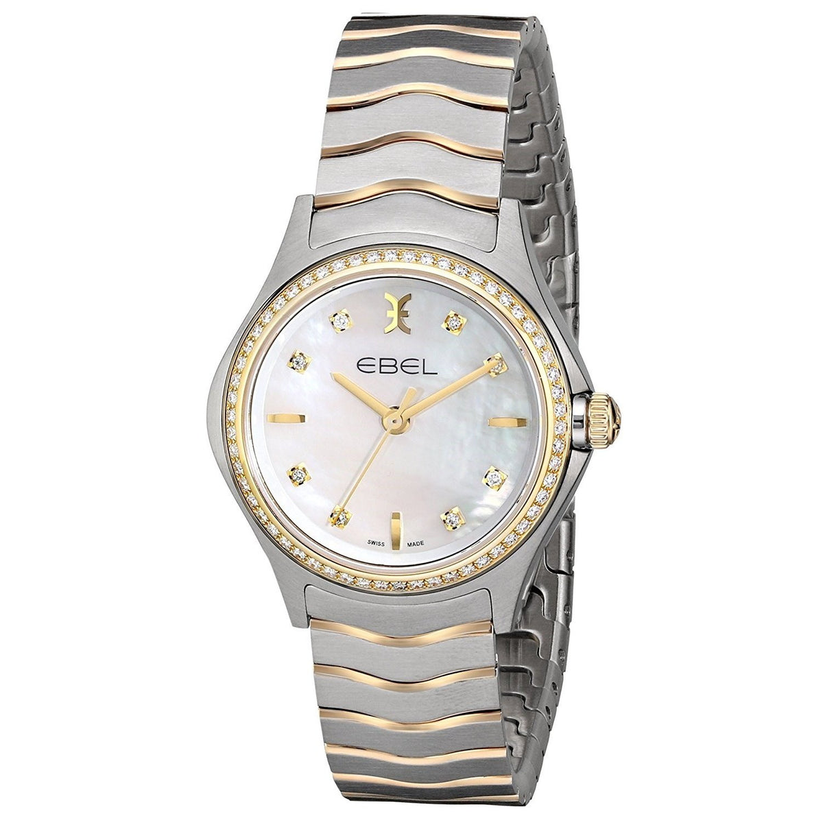 Ebel Women&#39;s 1216198 Wave 18kt Yellow Gold Diamond Two-Tone Stainless Steel Watch