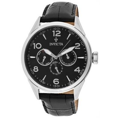 Invicta Men's 12195 Vintage Multi-Function Black Leather Watch