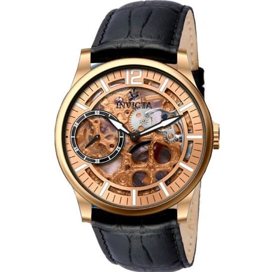 Invicta Men&#39;s 12407 Mechanical Multi-Function Black Leather Watch