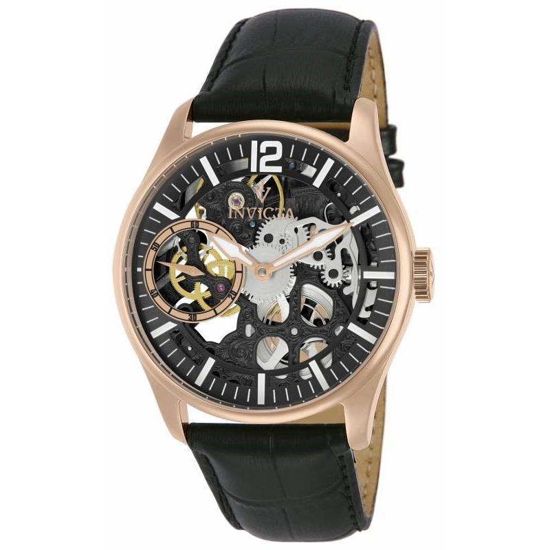 Invicta Men&#39;s 12408 Mechanical Multi-Function Black Leather Watch
