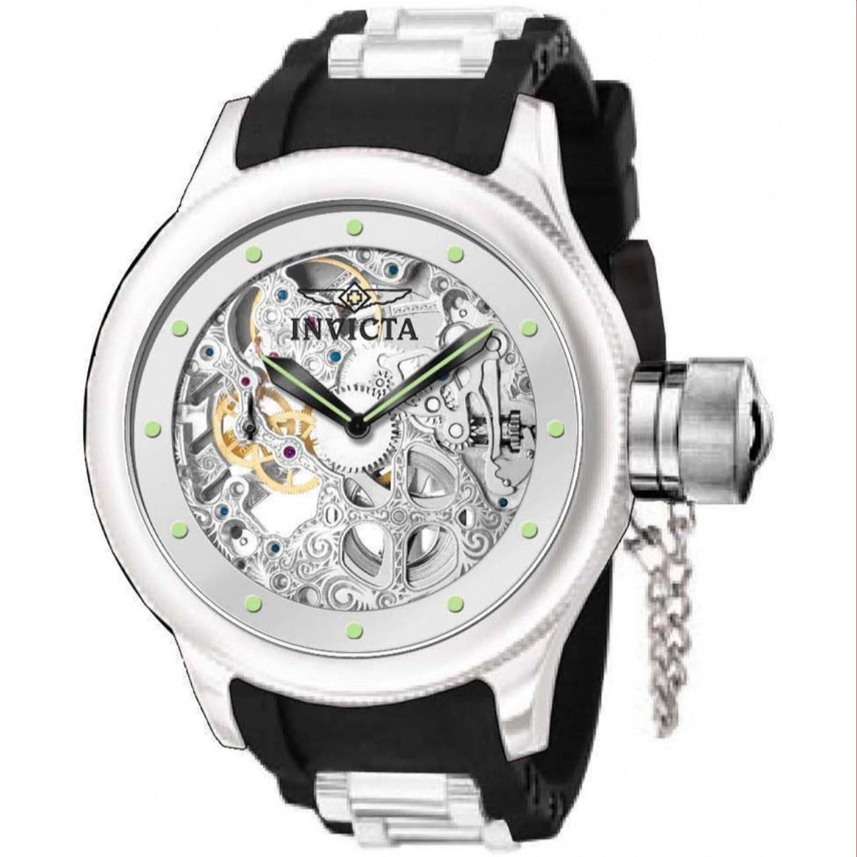 Invicta Men's 1242 Russian Diver Mechanical Black and Silver Inserts Polyurethane and Stainless Steel Watch