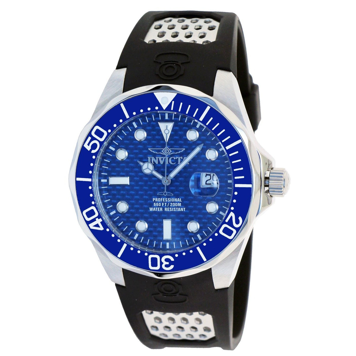 Invicta Men's 12559 Pro Diver Black and Silver Polyurethane and Stainless Steel Watch