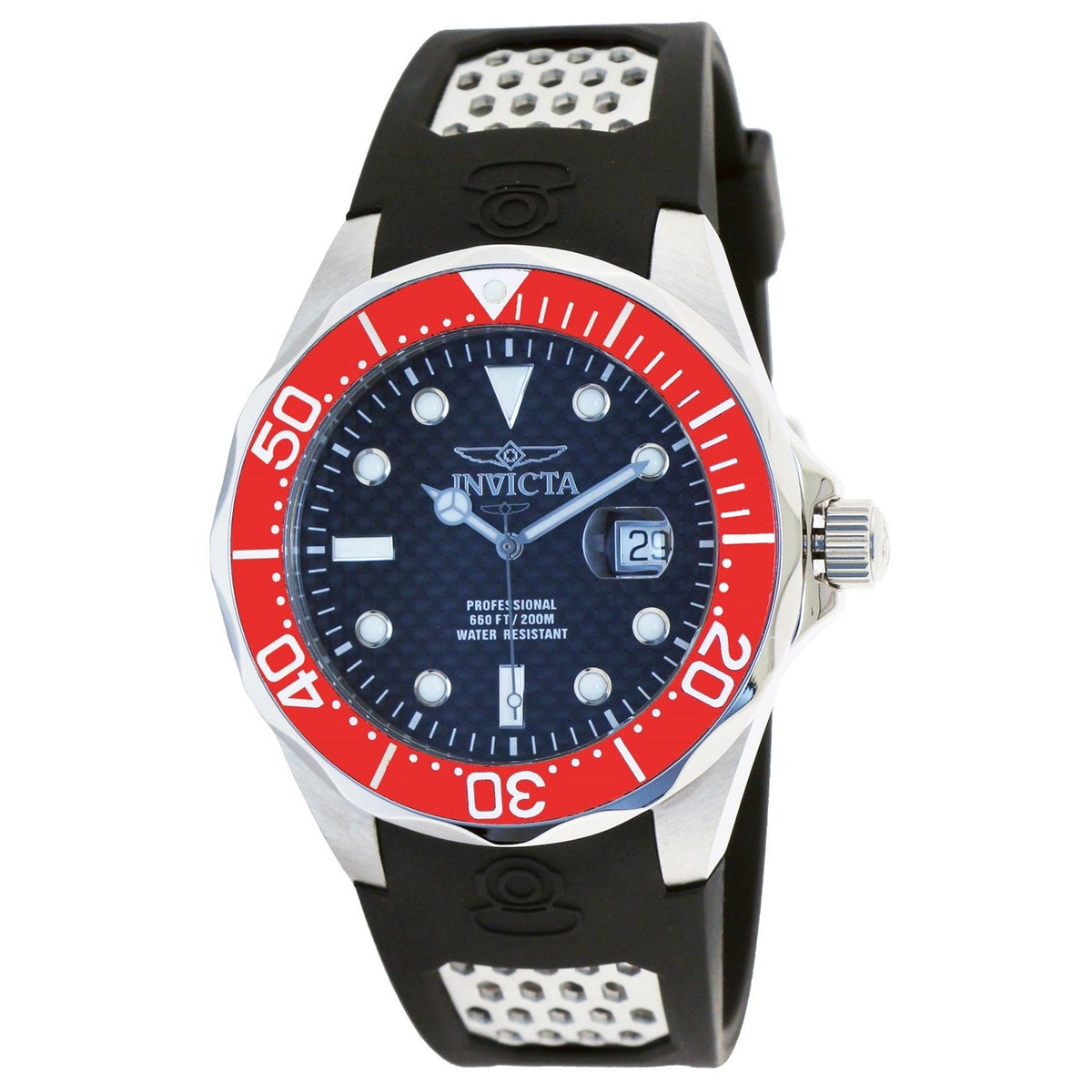 Invicta Men&#39;s 12561 Pro Diver Black and Silver Polyurethane Watch
