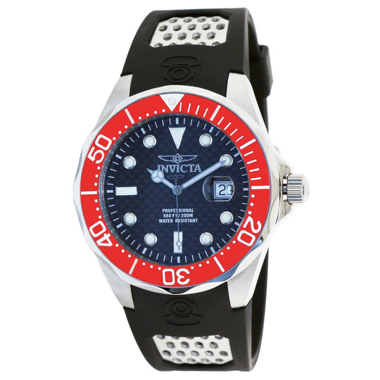 Invicta Men's 12561 Pro Diver Black and Silver Polyurethane Watch