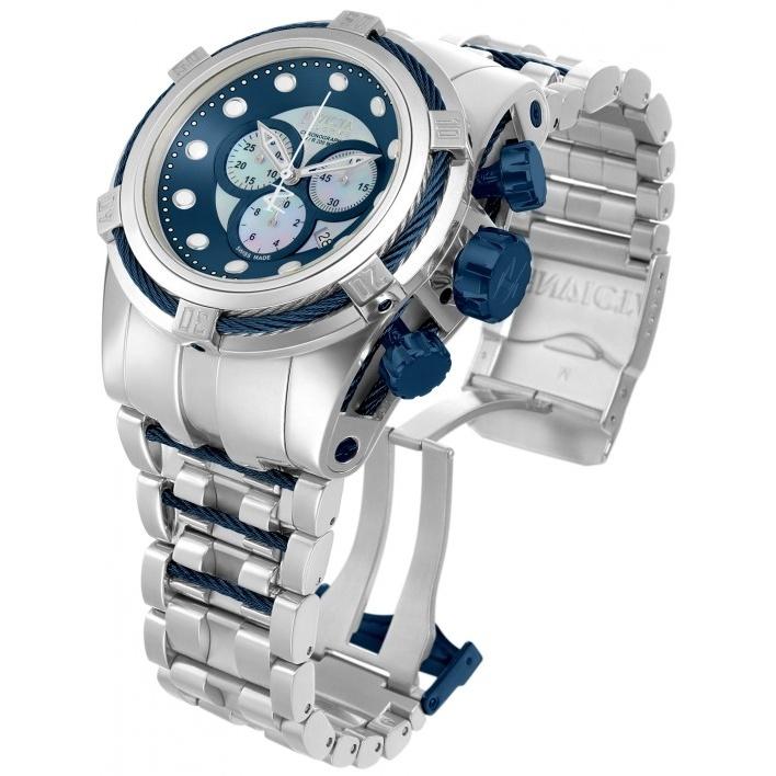 Invicta Men&#39;s 12728 Reserve Bolt Zeus Chronograph Silver and Blue Inserts Stainless Steel Watch