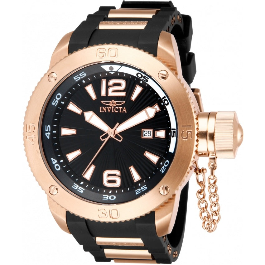 Invicta Men's 12965 I-Force Black and Rose-Tone Inserts Polyurethane and Stainless Steel Watch