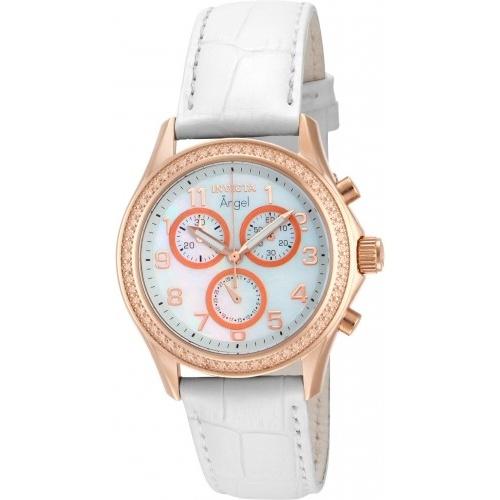 Invicta Women&#39;s 12991 Angel Chronograph White Leather Watch