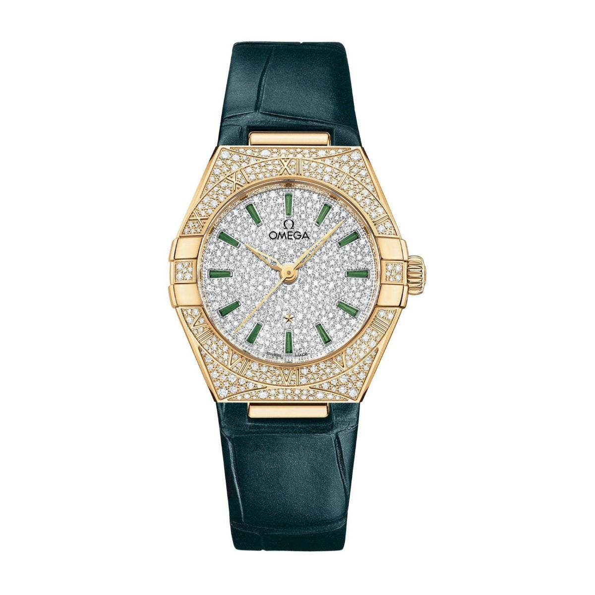 Omega Women's 131.58.29.20.99.002 Constellation  Diamonds Green Leather Watch