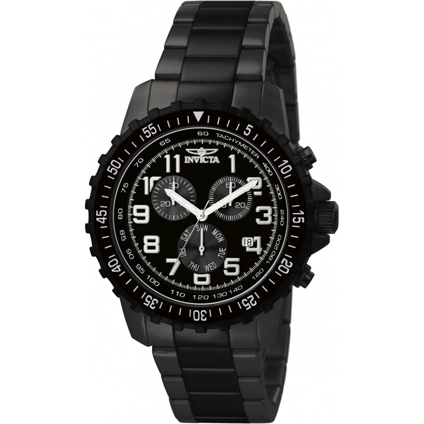 Invicta Men&#39;s 1328 Specialty Chronograph Black Stainless Steel Watch