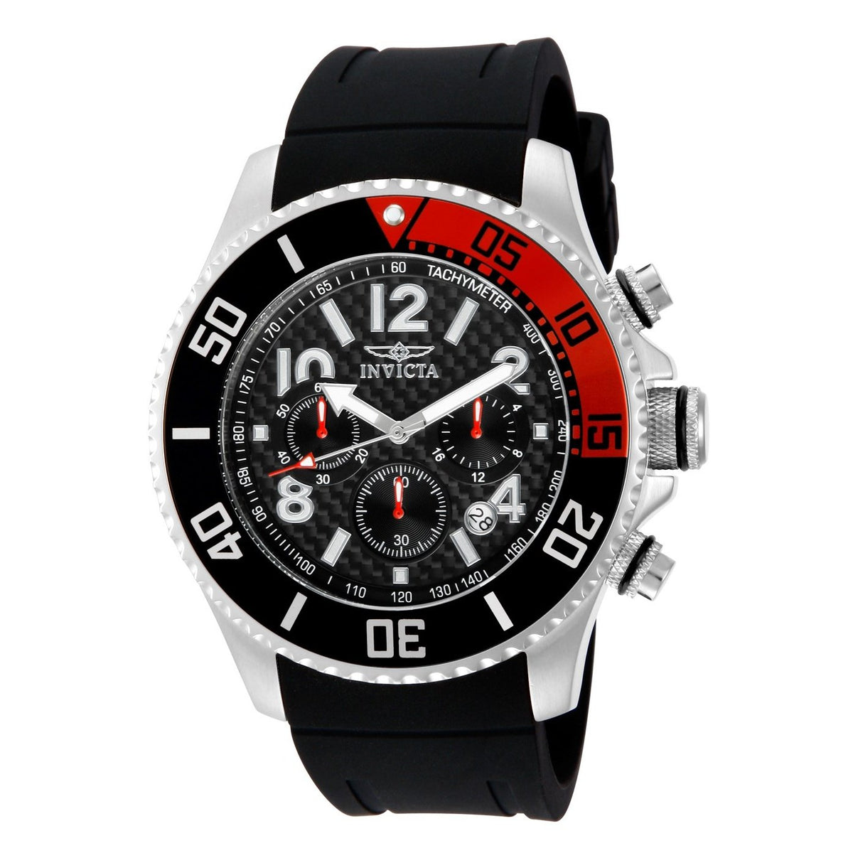 Invicta Men&#39;s 13727 Pro Diver Chronograph  Black Polyurethane Watch