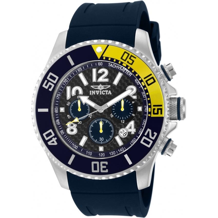 Invicta Men's 13728 Pro Diver Chronograph Black Polyurethane Watch