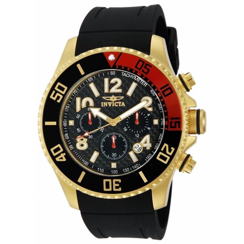 Invicta Men&#39;s 13729 Pro Diver Chronograph Black Polyurethane Watch