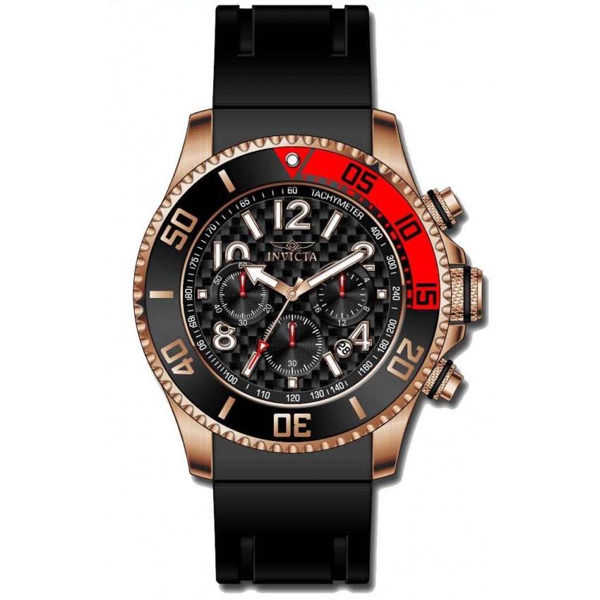 Invicta Men&#39;s 13731 Pro Diver Chronograph Black Polyurethane Watch
