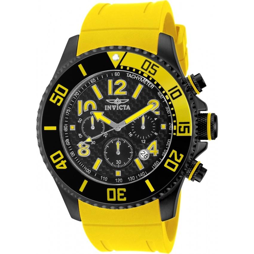 Invicta Men&#39;s 13732 Pro Diver Chronograph Yellow Polyurethane Watch