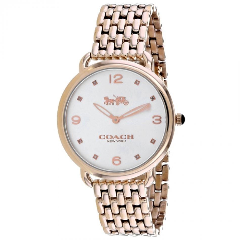 Coach Women&#39;s 14502787 Delancey Slim Crystal Rose-Tone Stainless Steel Watch