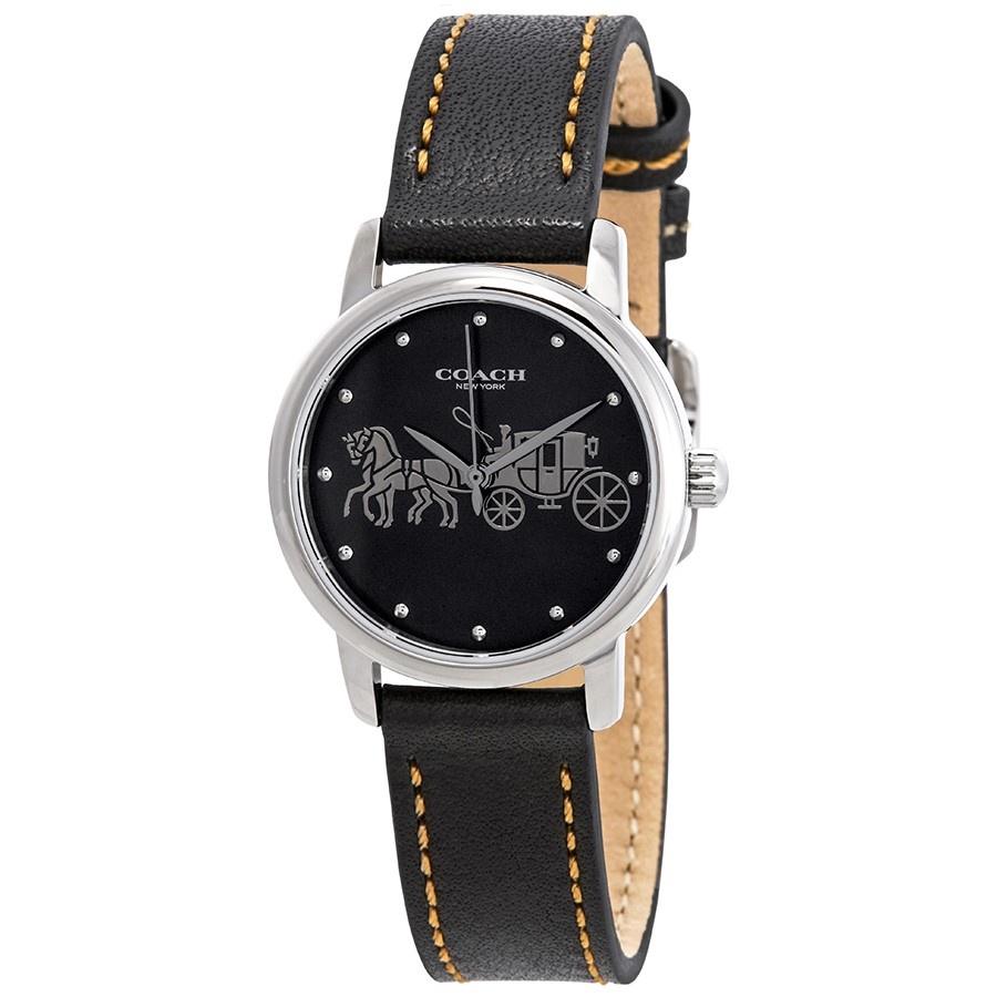 Coach Women&#39;s 14502979 Grand Black Leather Watch