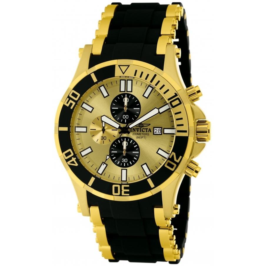 Invicta Men&#39;s 1478 Sea Spider Black and Gold-Tone Polyurethane and Stainless Steel Watch