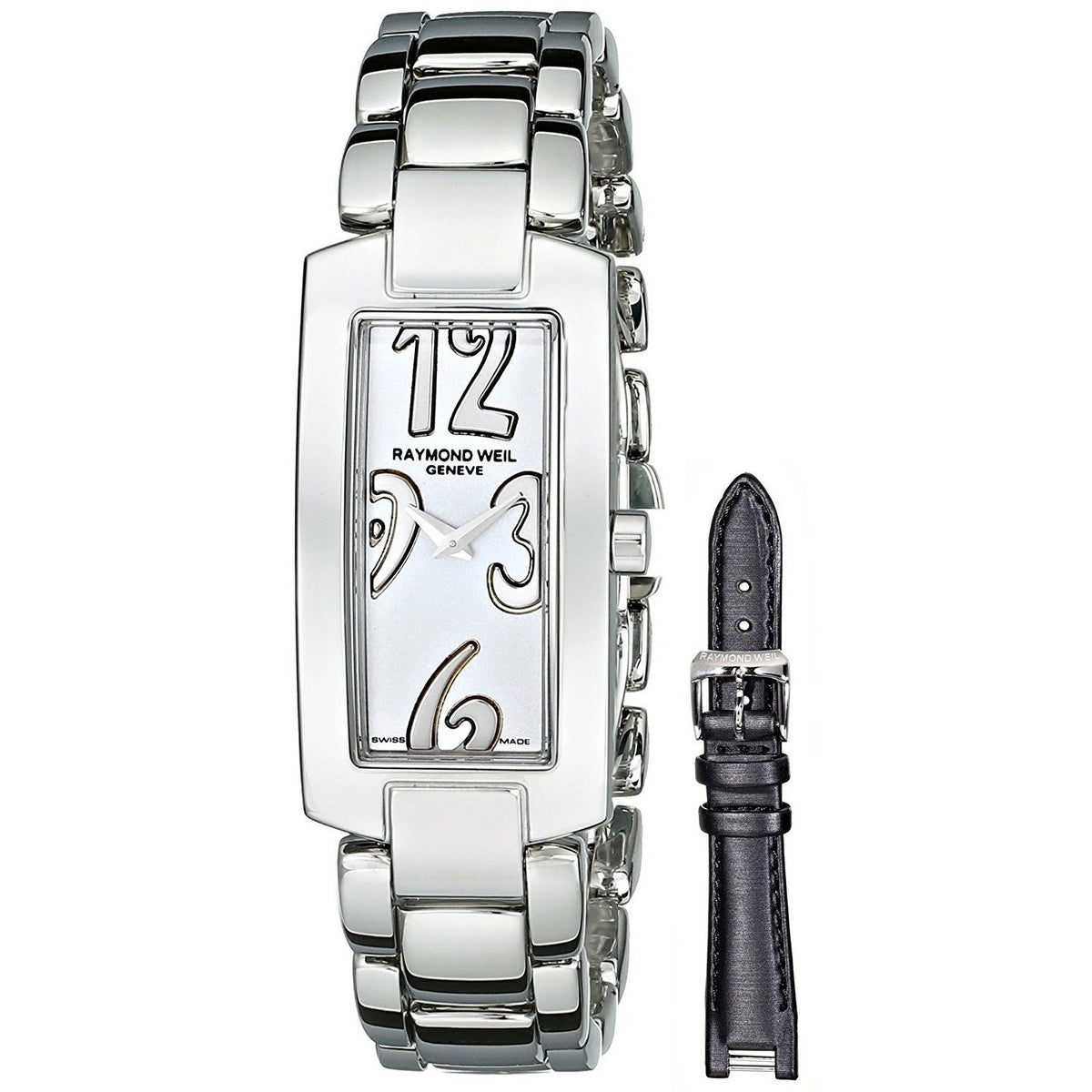 Raymond Weil Women&#39;s 1500-ST-05303 Shine Extra Leather Band Stainless Steel Watch