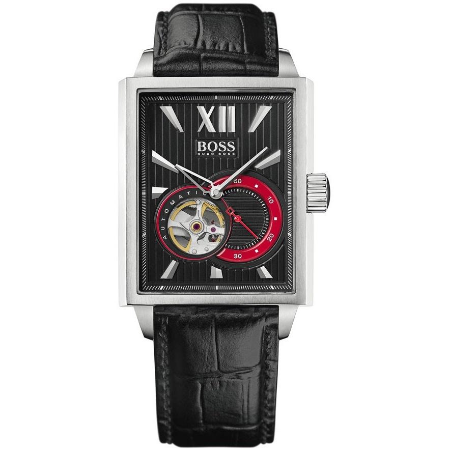 Hugo Boss Men&#39;s 1512505 Black Automatic Black Leather Watch