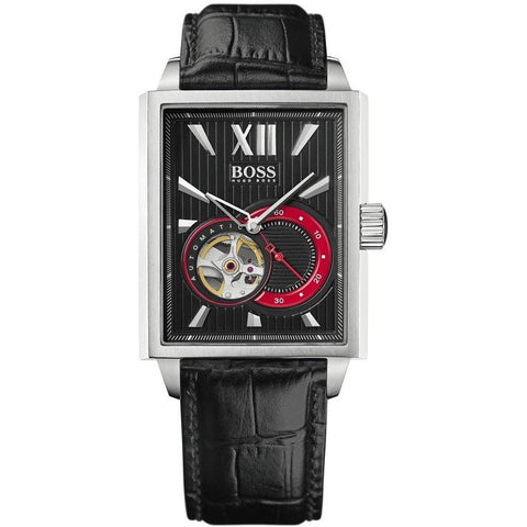 Hugo Boss Men's 1512505 Black Automatic Black Leather Watch