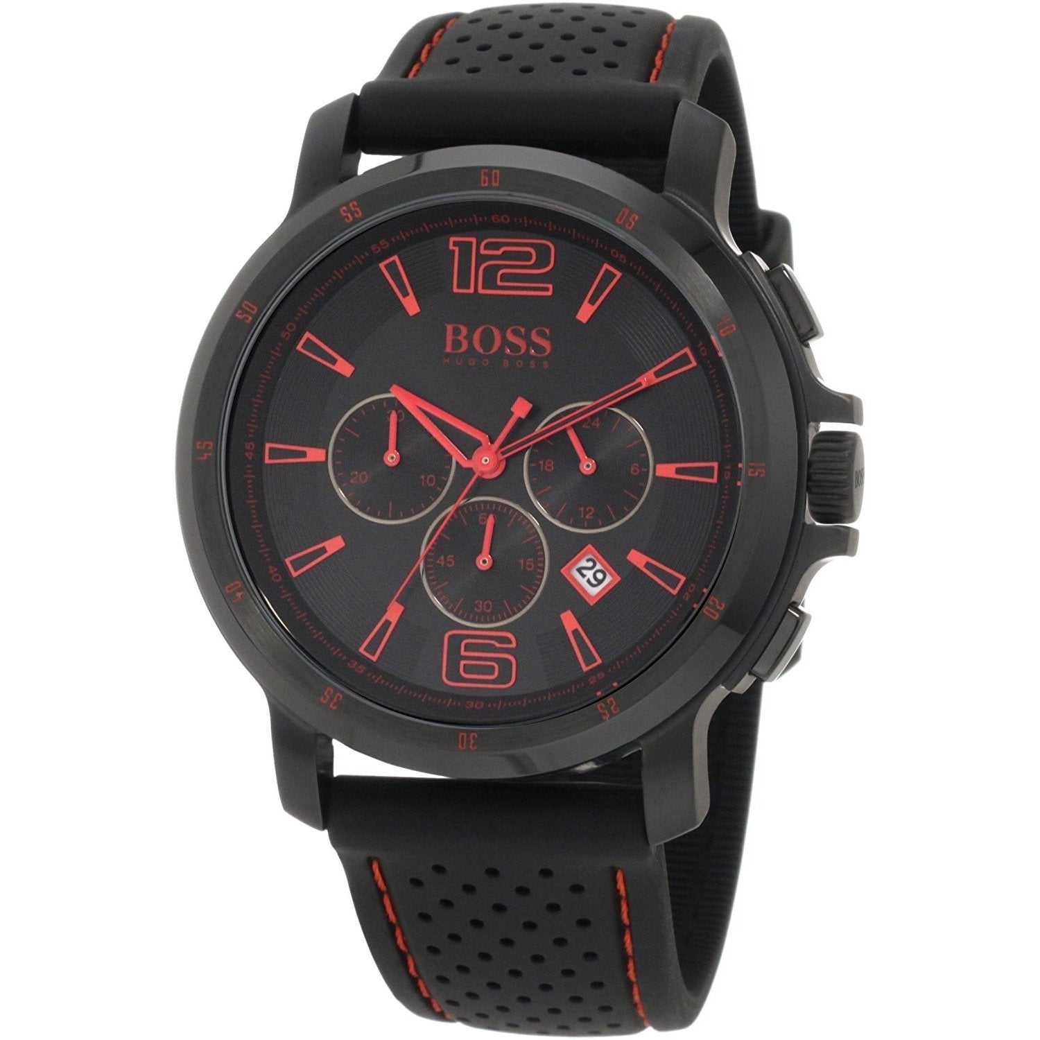 Hugo Boss Men's 1512597 Black Chronograph Black Silicone Watch - Bezali